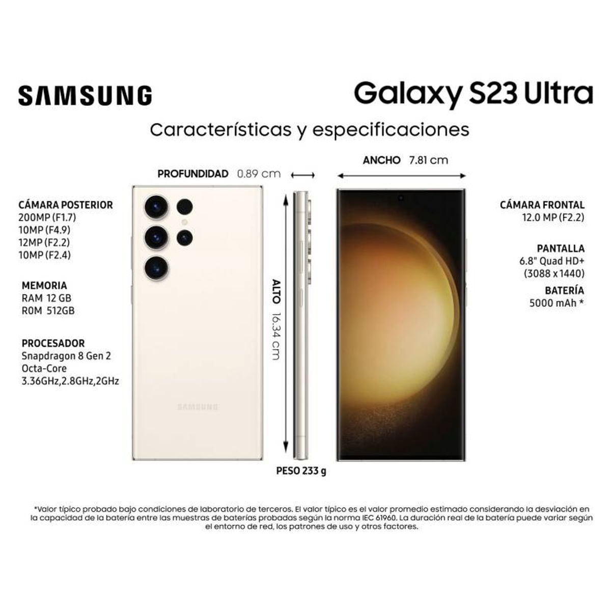 SAMSUNG - Samsung Galaxy S23 Ultra 5G 512GB - Reacondicionado - Blanco