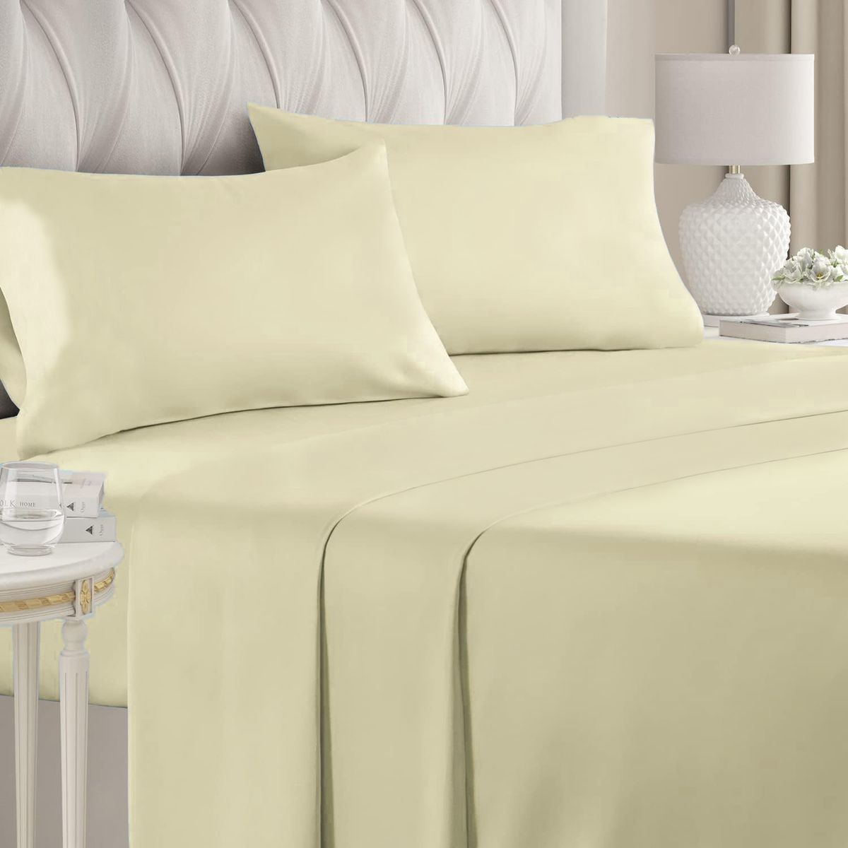 ELIZABETH PEPER - Juego de Sábanas 144 Hilos Beige 50/50 Polycotton 2 Plazas