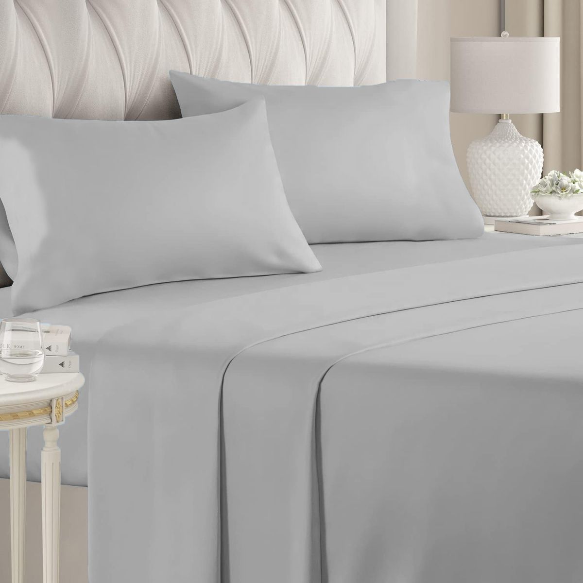 ELIZABETH PEPER - Juego de Sábanas 144 Hilos Gris 50/50 Polycotton 2 Plazas