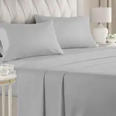 ELIZABETH PEPER - Juego de Sábanas 144 Hilos Gris 50/50 Polycotton 2 Plazas