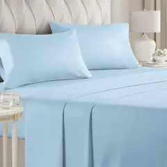 ELIZABETH PEPER - Juego de Sábanas 144 Hilos Azul 50/50 Polycotton SUPER KING