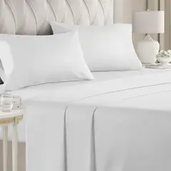 ELIZABETH PEPER - Juego de Sábanas 180 Hilos Blanco 50/50 Polycotton 2 Plazas