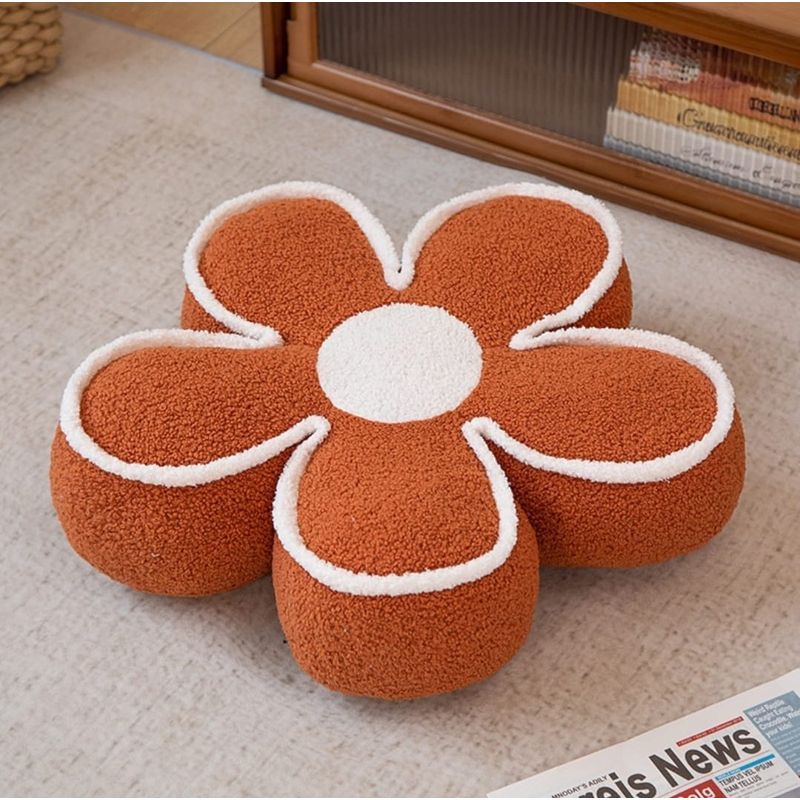 ANGELES DEL HOGAR - Cojín en forma de flor terciopelo color terracota