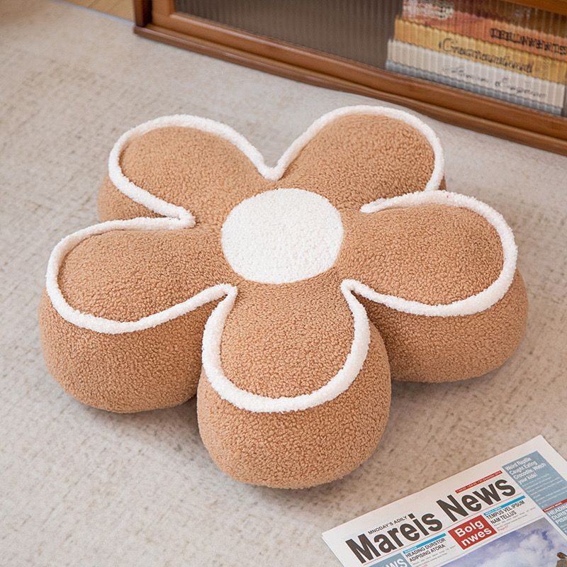 ANGELES DEL HOGAR - Cojín en forma de flor terciopelo color beige