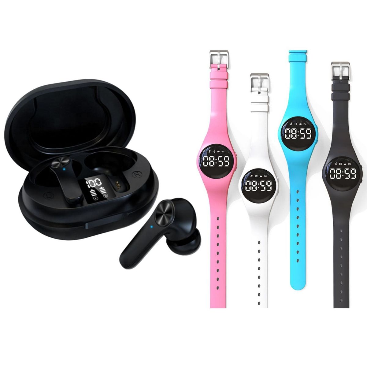 GENERICO - Audífonos Inalámbrico Hifi Android iPhone + 1 Reloj digital de regalo