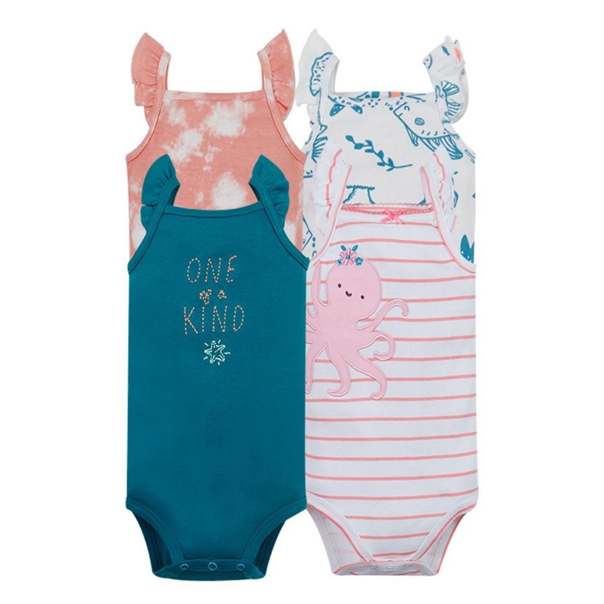 TEDMIMAK - Pack de 4 Bodys Bebé Niña Tedmimak Sin Manga