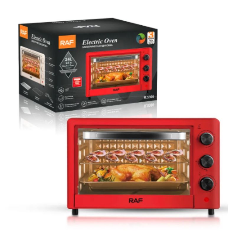 RAF - HORNO ELECTRICO MULTIFUNCION 24 LITROS 1200W RAF-5306 ROJO