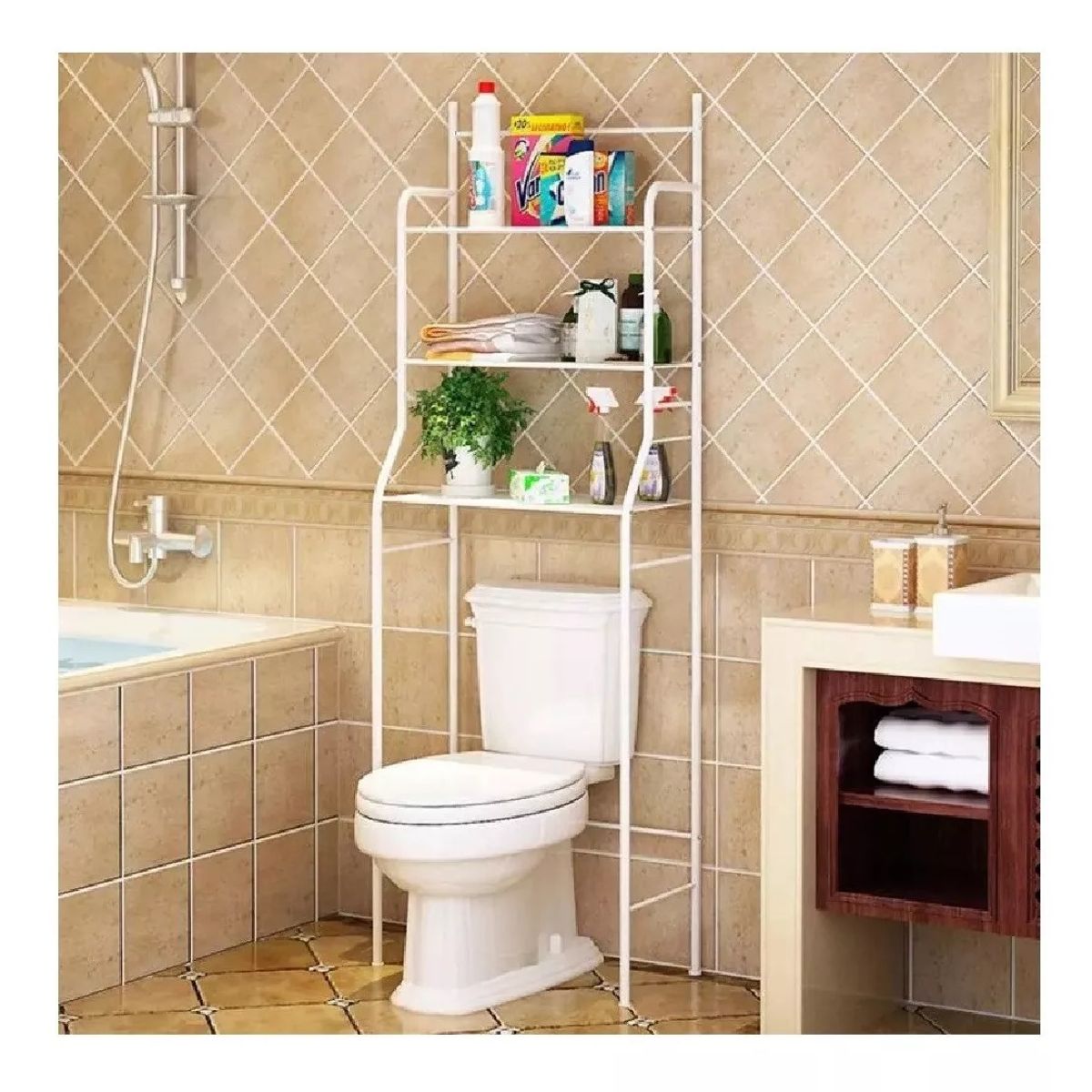 SHIVA CHILE LTDA - Repisa Baño Muebles Organizador Fierro Portatil Estantes