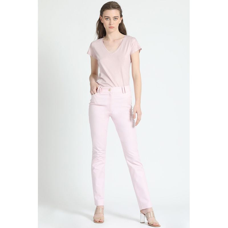 LIOLA - Pantalon Recto Gabardina Falla Rosa Liola