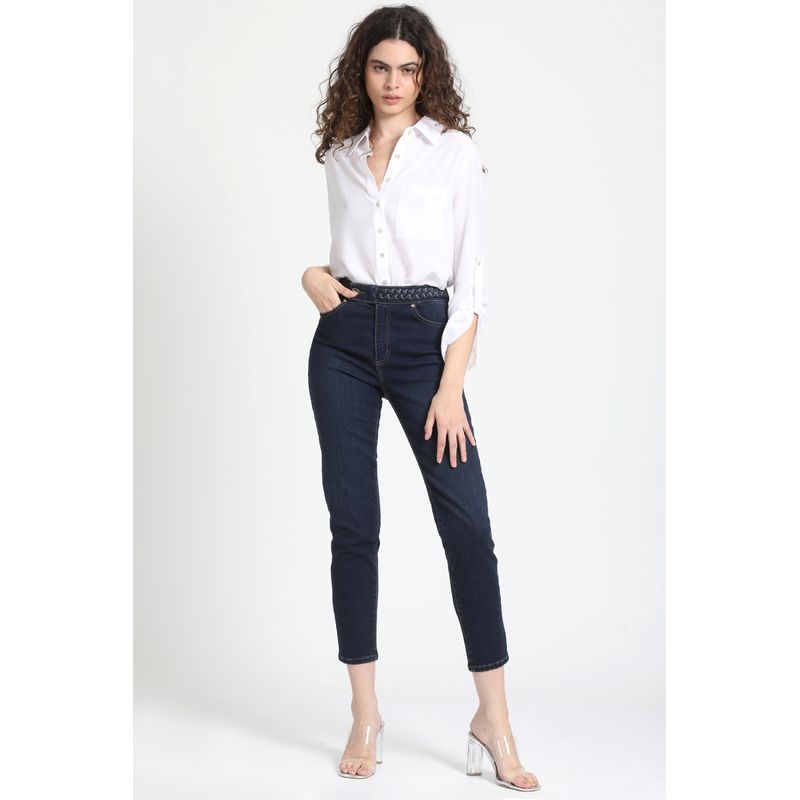 LIOLA - Jeans Skinny Con Aplicación Trenzado Indigo Liola