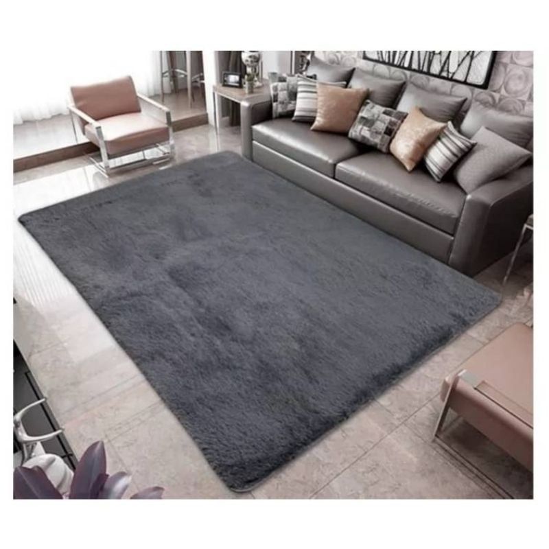 GENERICO - Alfombra Peluda  Para Living  Tipo Shaggy Gris 240x200cm