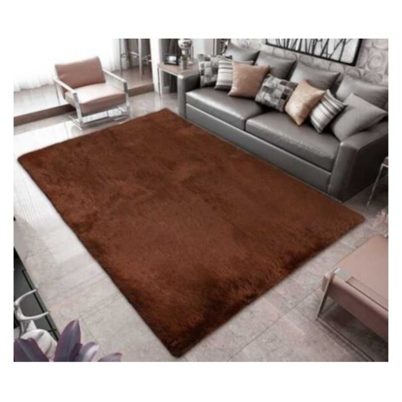 GENERICO - Alfombra Peluda  Para Living  Tipo Shaggy Marrón 240x200cm