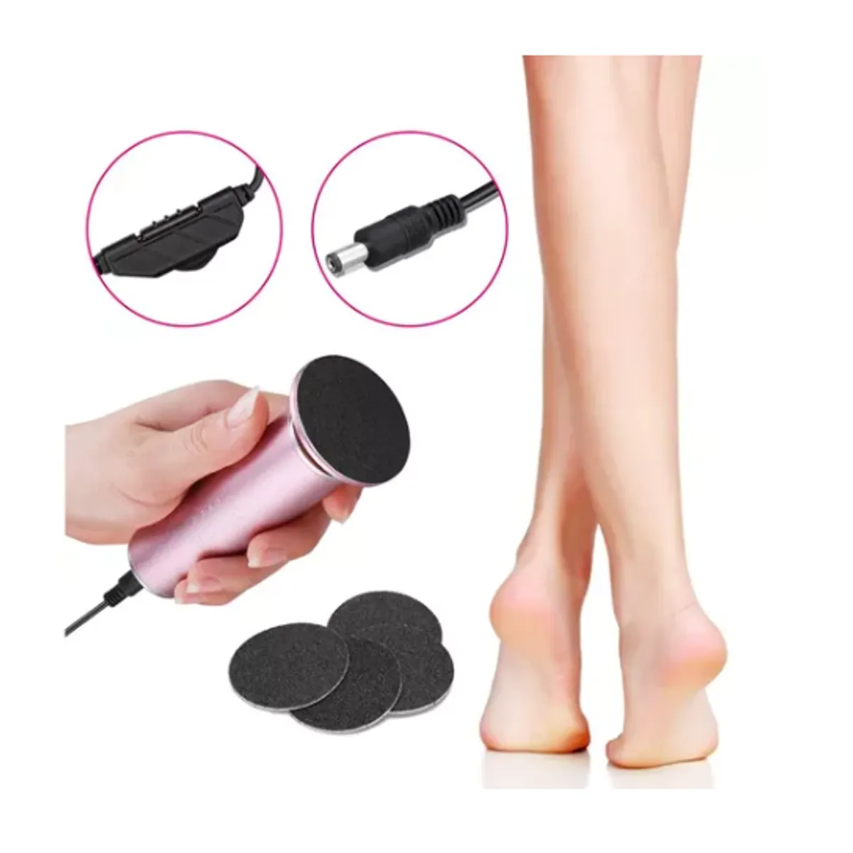 GENERICO - Removedor De Callos Eléctrico Para Pies + 60 Pcs Lijas Negro