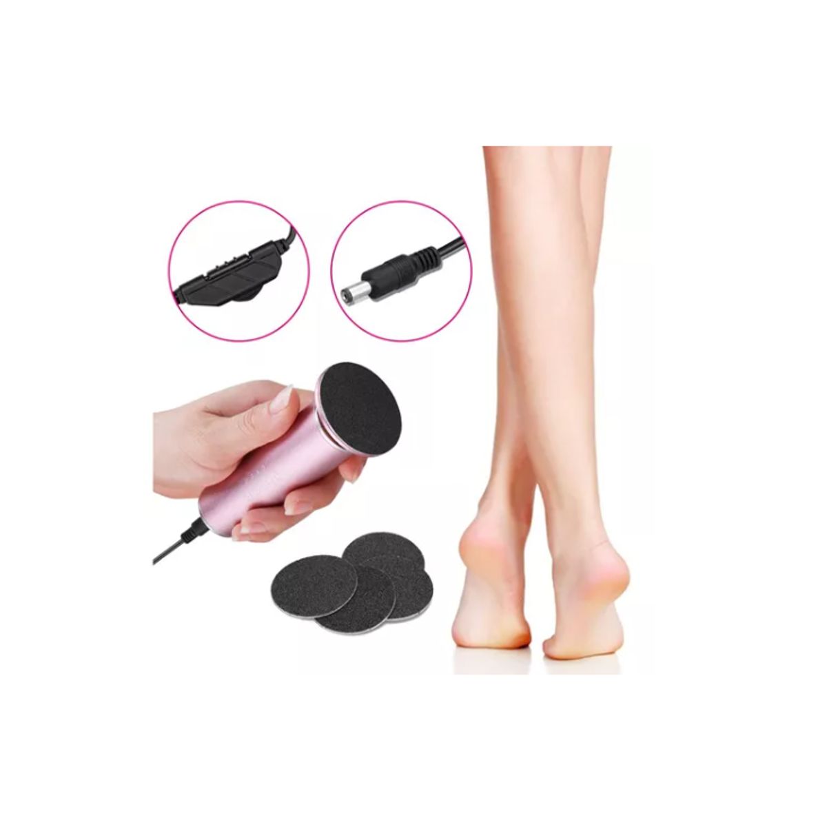 GENERICO - Removedor De Callos Eléctrico Para Pies + 60 Pcs Lijas Negro