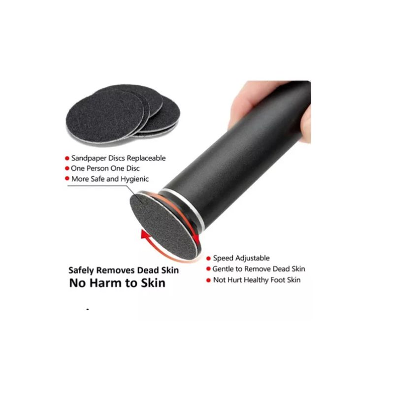 GENERICO - Removedor De Callos Eléctrico Para Pies + 60 Pcs Lijas Negro