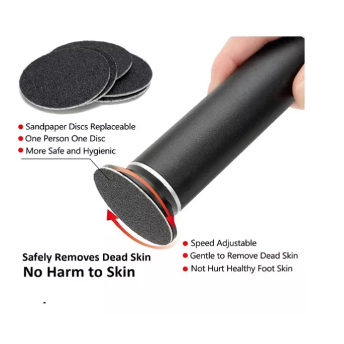 GENERICO - Removedor De Callos Eléctrico Para Pies + 60 Pcs Lijas Negro