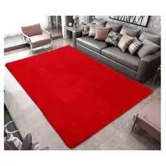GENERICO - Alfombra Peluda Para Living Tipo Shaggy Rojo 240x200cm