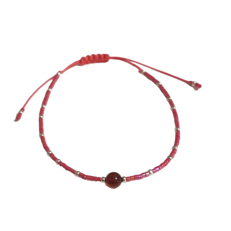 CORAZÓN DE ÁMBAR - Pulsera protectora Rojo Tornasol plata
