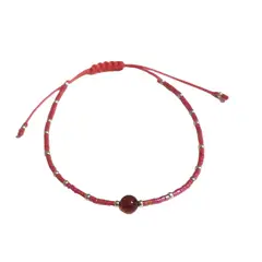 CORAZÓN DE ÁMBAR - Pulsera protectora Rojo Tornasol plata