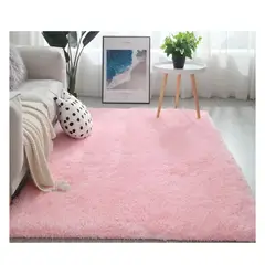 GENERICO - Alfombra Peluda Para Living Tipo Shaggy Rosado 240x200cm