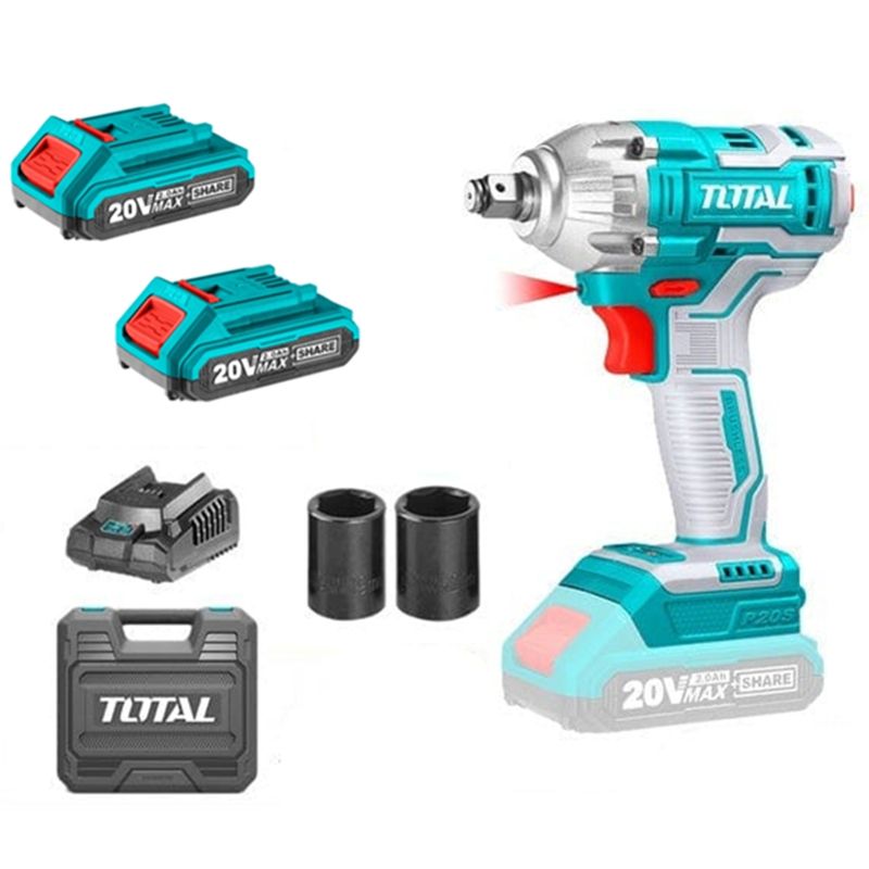 TOTAL TOOLS - Taladro Pistola Llave Impacto 20v 2bat Carg Total Tiwli2038