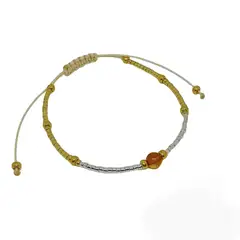 CORAZÓN DE ÁMBAR - Pulsera protectora con bañadas en oro y plata TOP