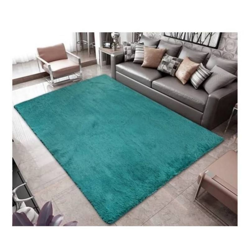GENERICO - Alfombra Peluda  Para Living  Tipo Shaggy Turquesa240x200cm