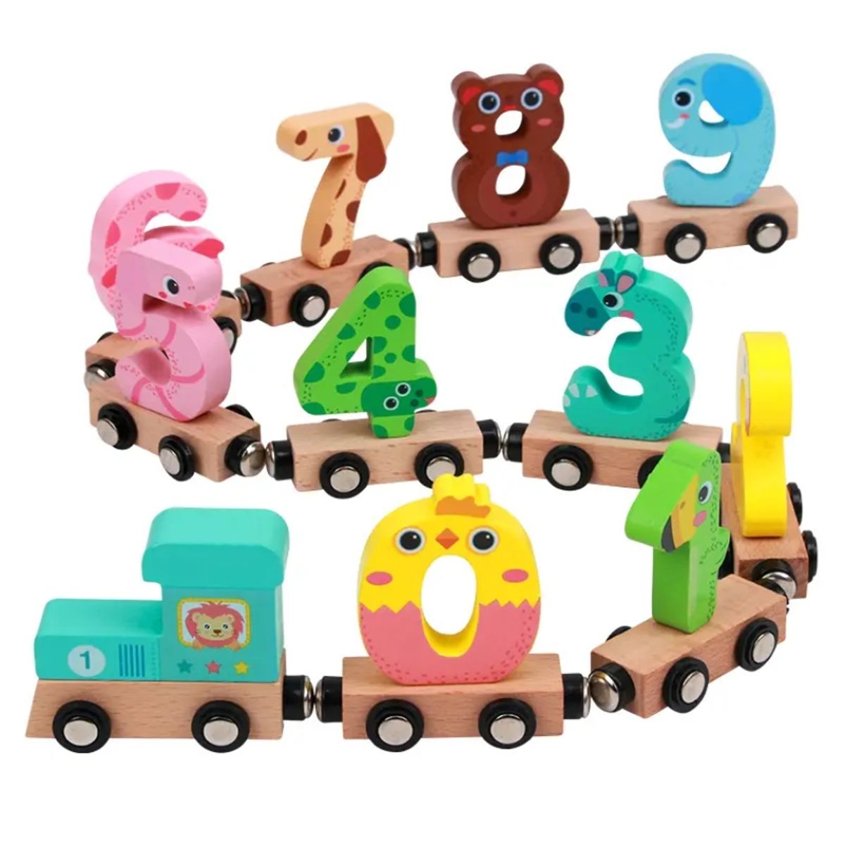 PANGUI TOYS - Tren magnético de madera con números