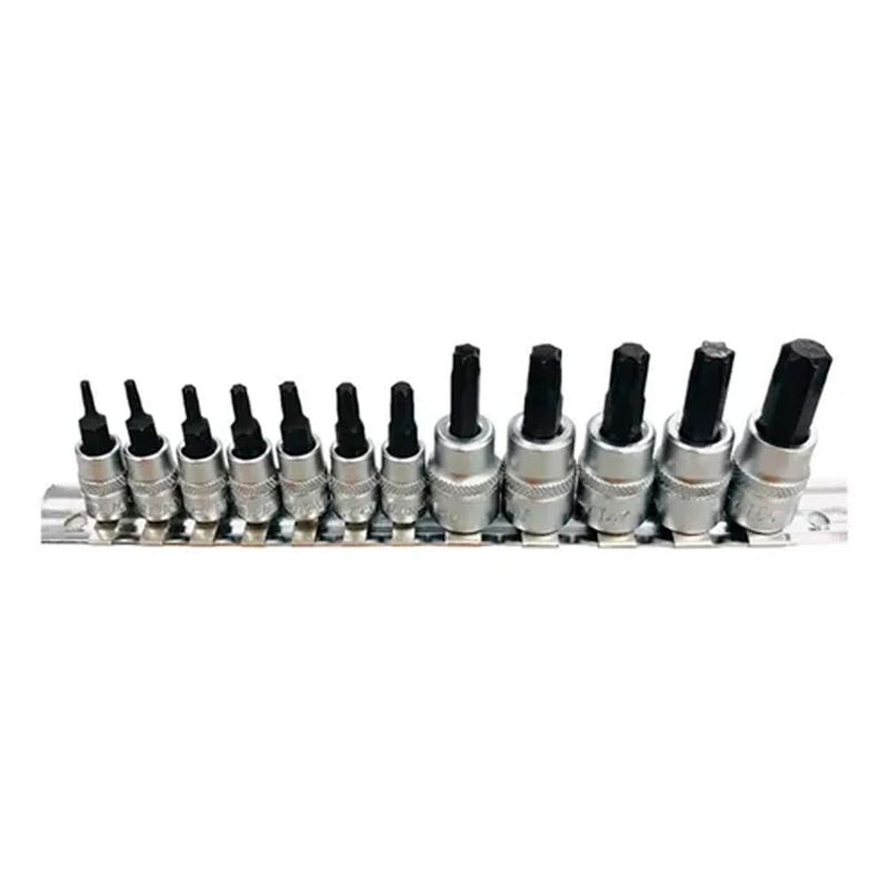 TOTAL TOOLS - Kit Juego De Dados De Punta Torx 1/4 Y 3/8 12 Piezas Total