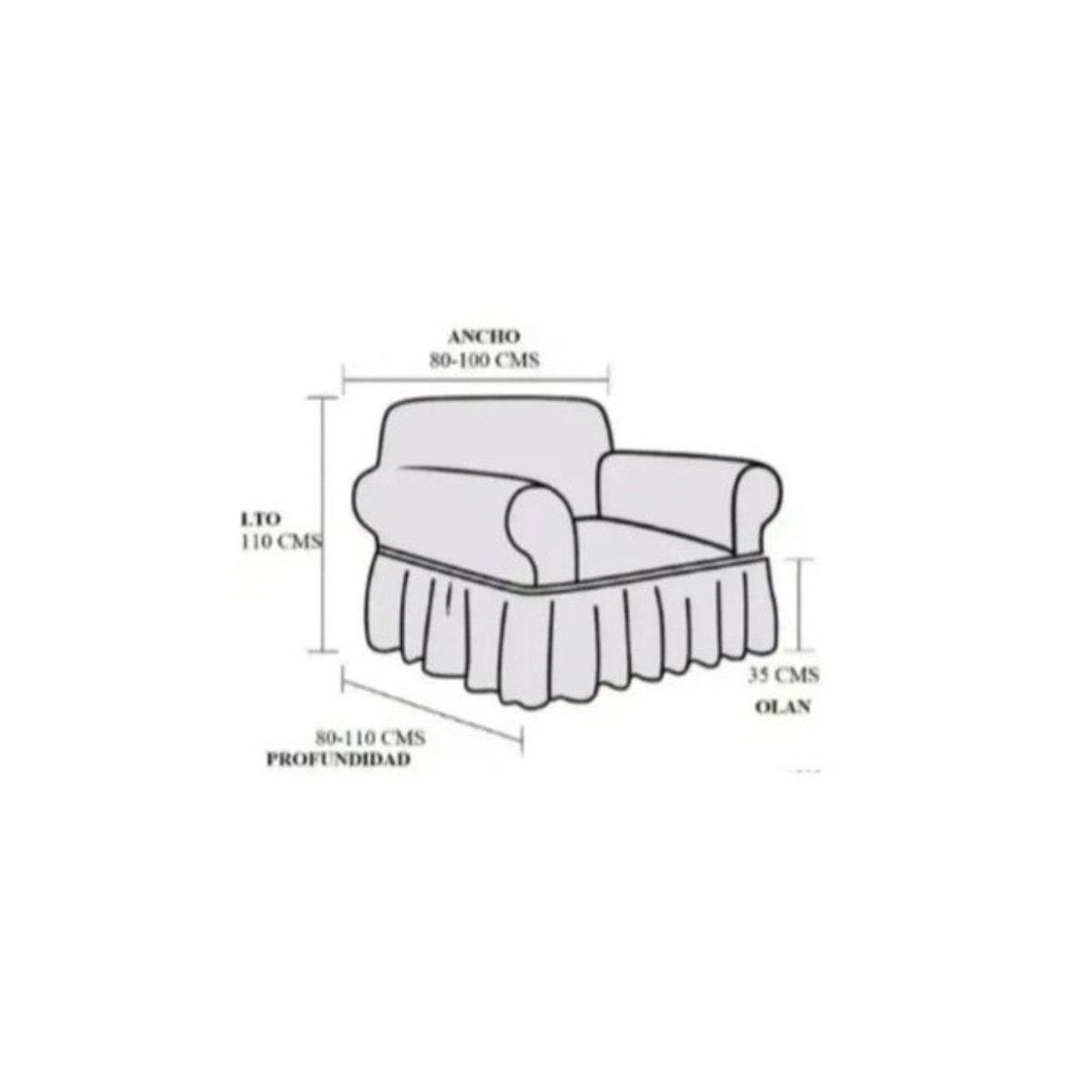 GENERICO - Cubre Sofa Turco De 1 cuerpo Gris