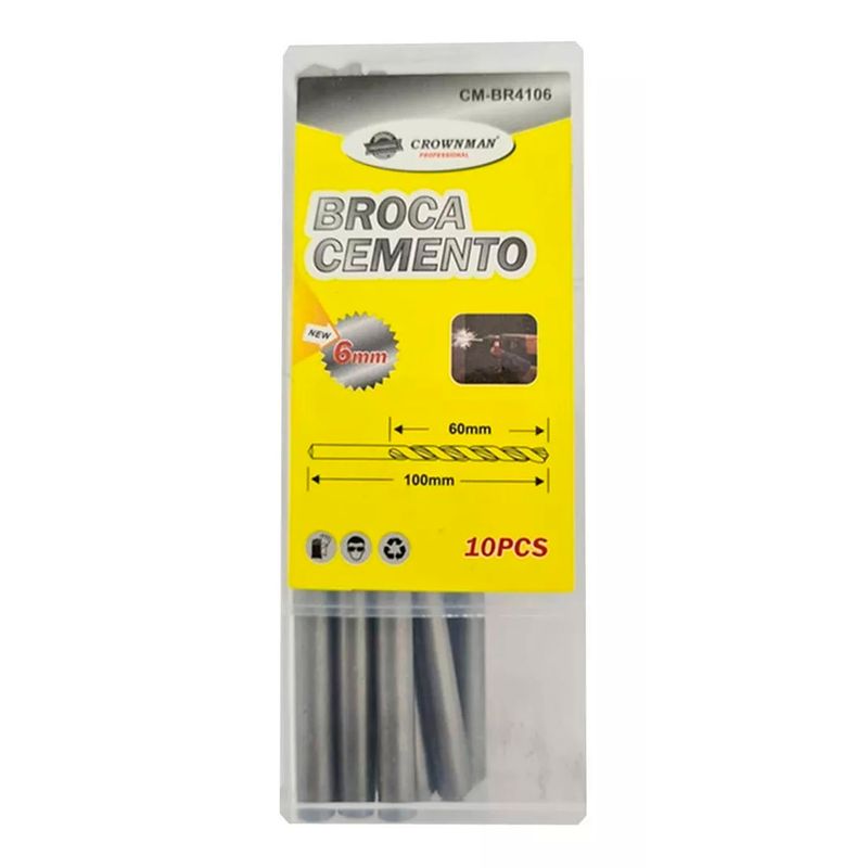 GENERICO - Kit Set Juego Brocas Para Concreto 6mm 10 Piezas Crownman