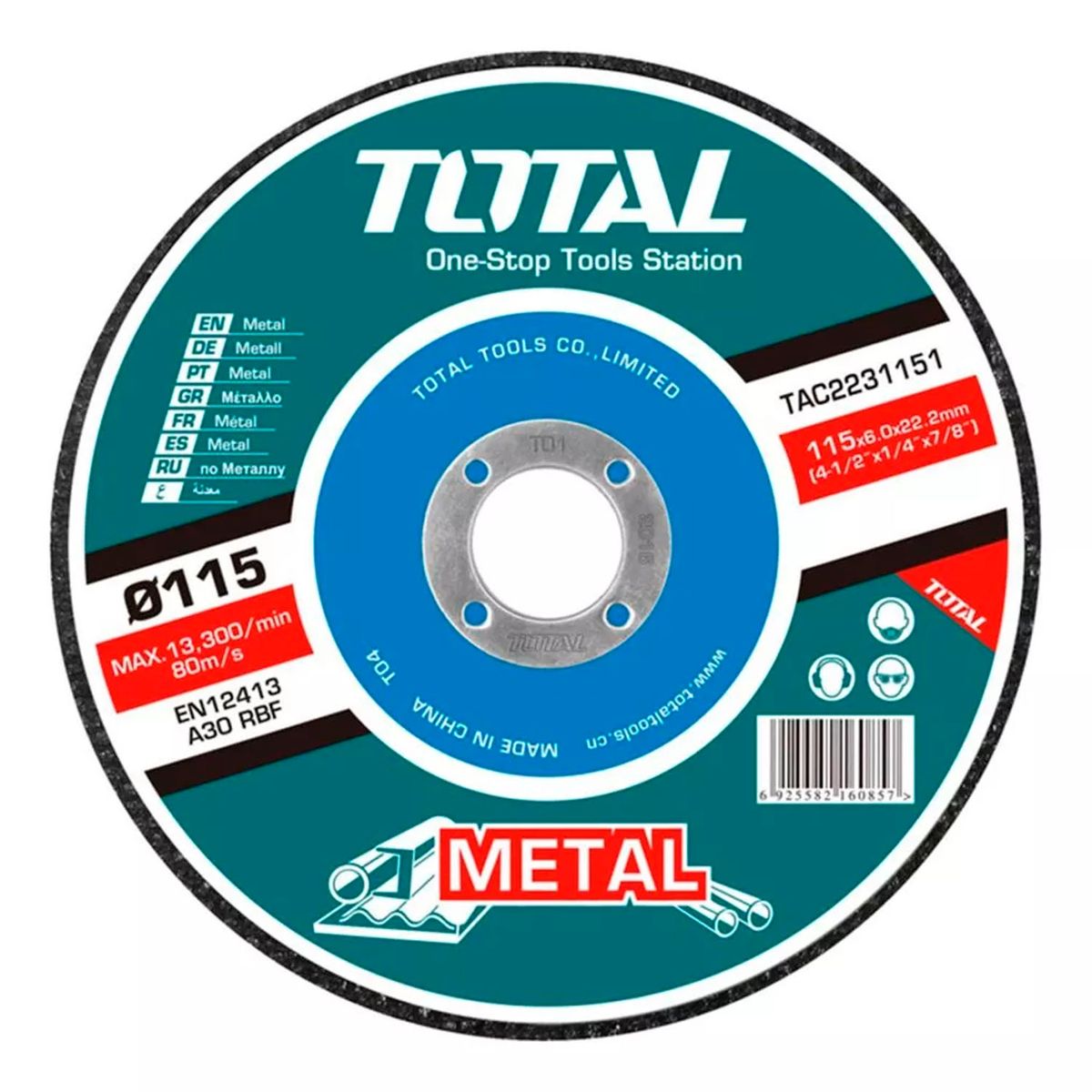 TOTAL TOOLS - Disco De Desbaste Para Metal 115mm Total Tac2231151