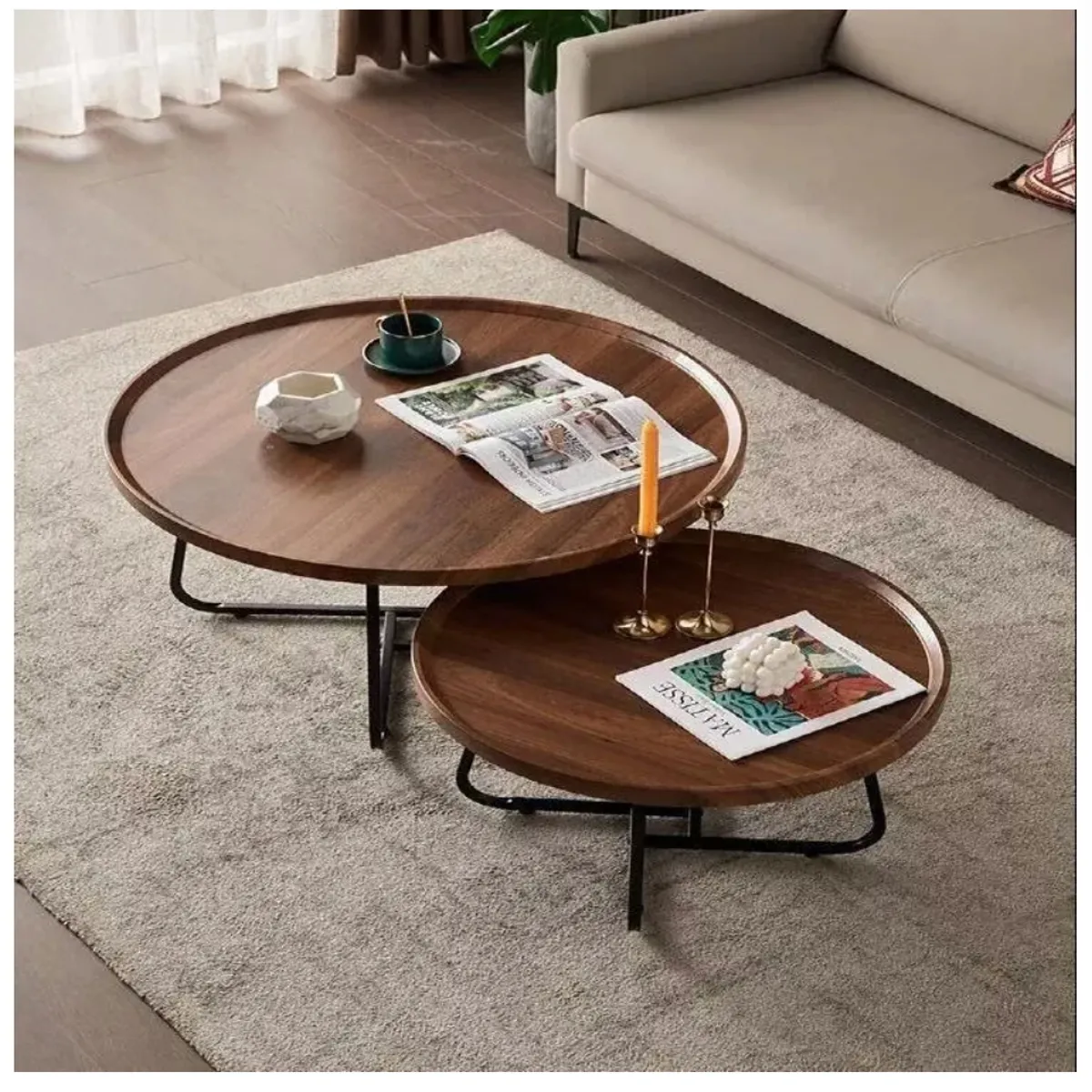 HOMER DESIGN - Juego Mesa De Centro Living Madera Natural…