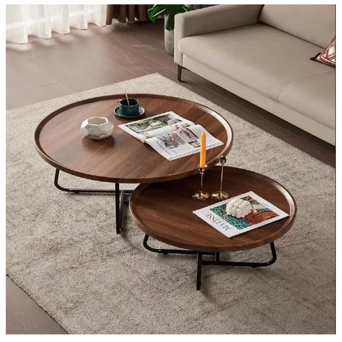 HOMER DESIGN - Juego Mesa De Centro Living Madera Natural…