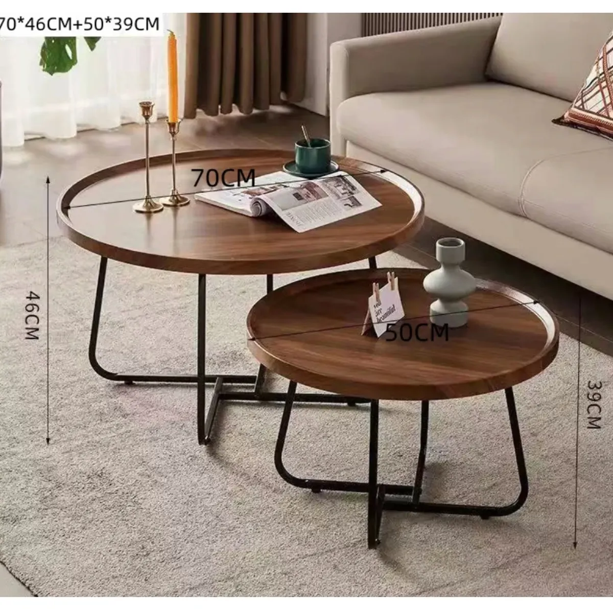 HOMER DESIGN - Juego Mesa De Centro Living Madera Natural…