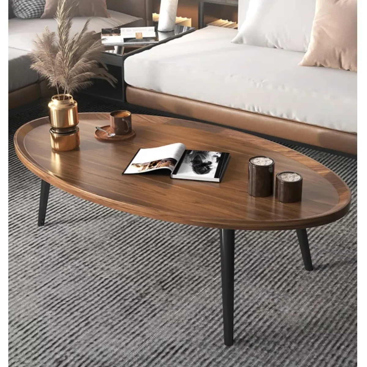 HOMER DESIGN - Mesa De Centro Elipse Living Vanguardia Madera Nactural