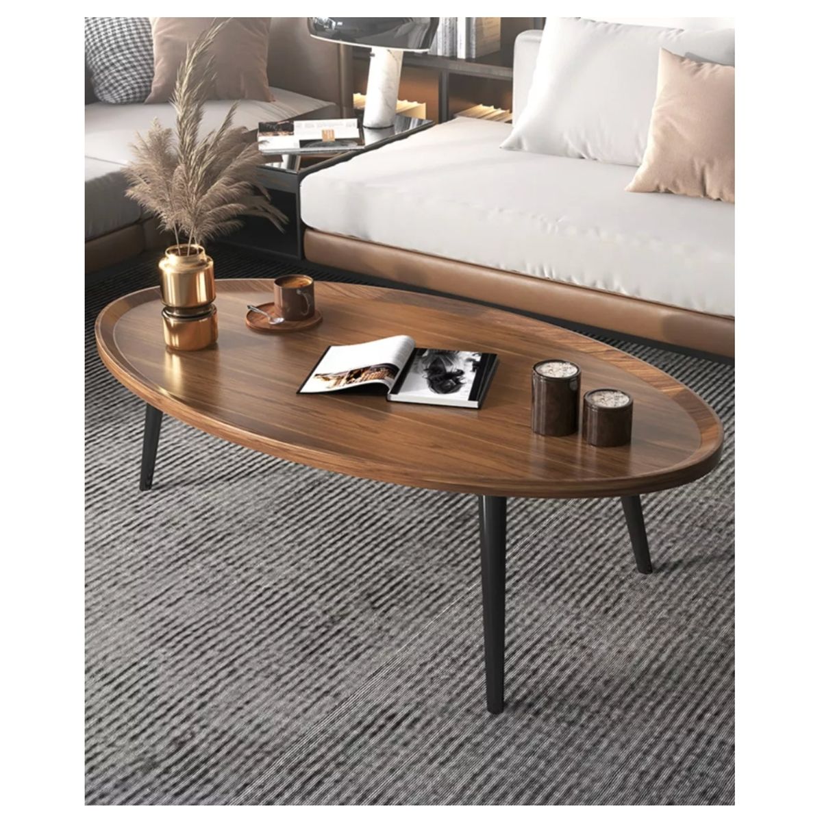 HOMER DESIGN - Mesa De Centro Elipse Living Vanguardia Madera Nactural
