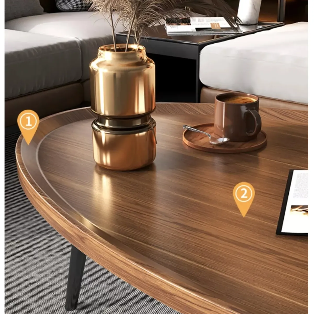 HOMER DESIGN - Mesa De Centro Elipse Living Vanguardia Madera Nactural