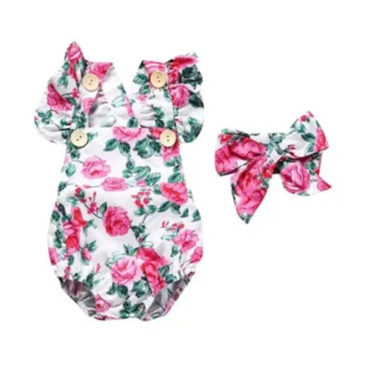 JUMP KIDS - Body Floreado con Volado y Cinta para Bebé Niña Jump Kids