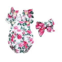 JUMP KIDS - Body Floreado con Volado y Cinta para Bebé Niña
