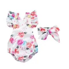 JUMP KIDS - Body Floreado con Volado y Cinta para Bebé Niña