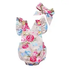 JUMP KIDS - Body Floreado con Volado y Cinta para Bebé Niña