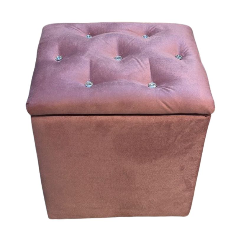 GENERICO - Pouf Baul Palo Rosa Diamante 40x33x50 Felpa Rimar