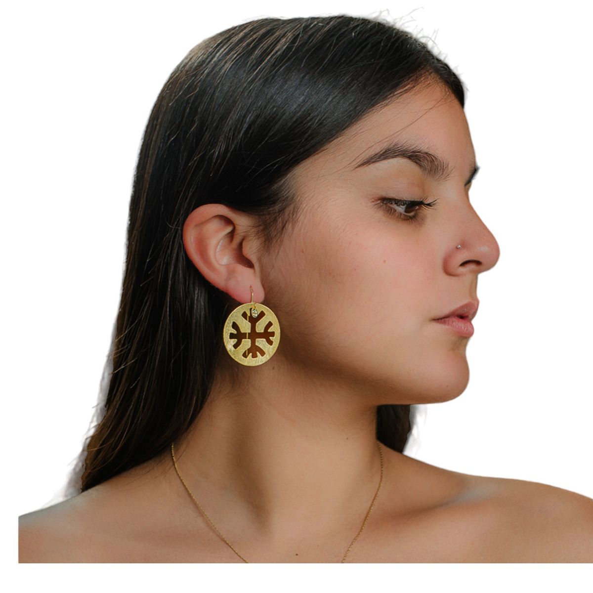 GENERICO - Aro Cultura Mapuche Peltre Baño De Oro 24K