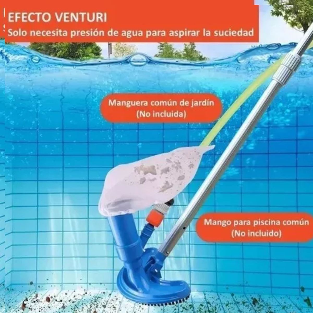 GENERICO - Aspiradora Cabezal Cepillo Limpieza Piscina Limpiafondo Barrefondo