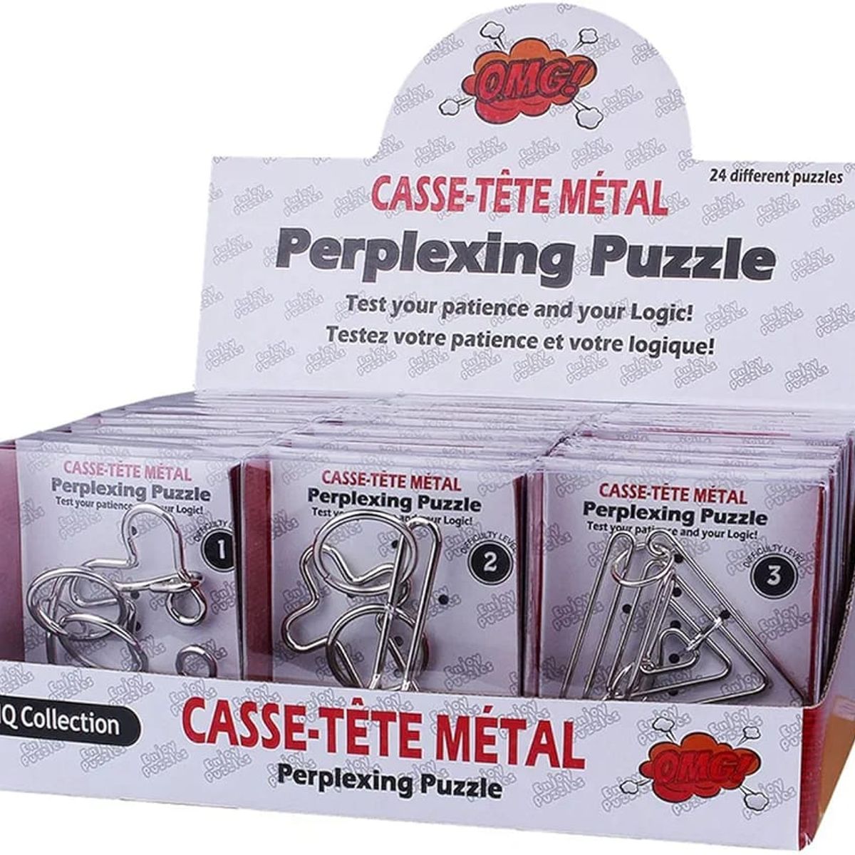 GENERICO - 24 Rompecabezas de metal y alambre 3D piezas surtidas.