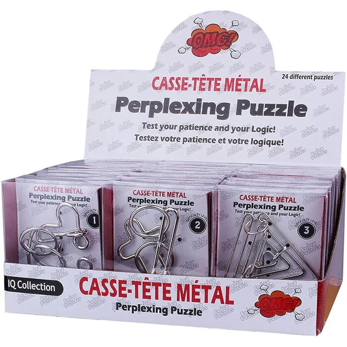 GENERICO - 24 Rompecabezas de metal y alambre 3D piezas surtidas.