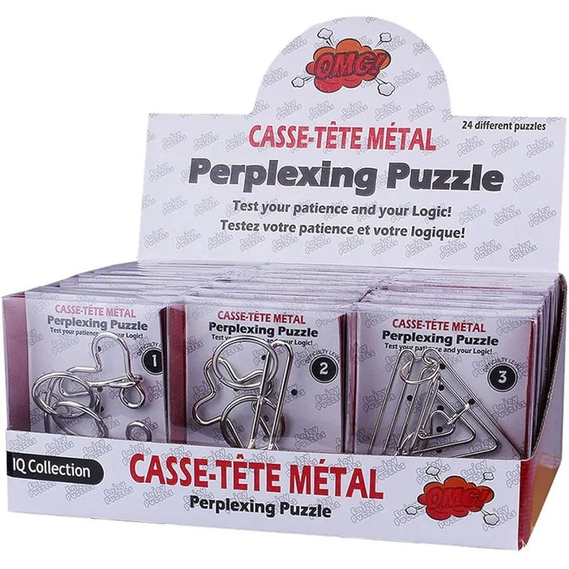 GENERICO - 24 Rompecabezas de metal y alambre 3D piezas surtidas.