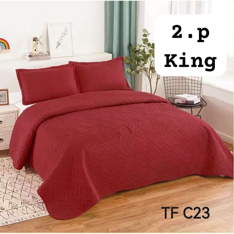 GENERICO - Cobertor de verano tipo Quilt con fundas - KING - Burdeo