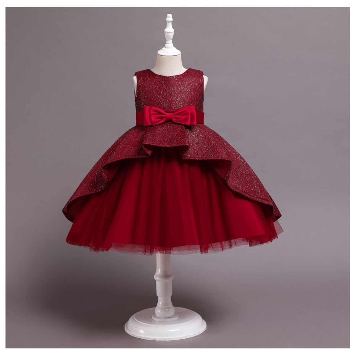 GENERICO - Vestido Navidad Fiestas Bodas Paje Modelo Julieta Color Rojo Vino